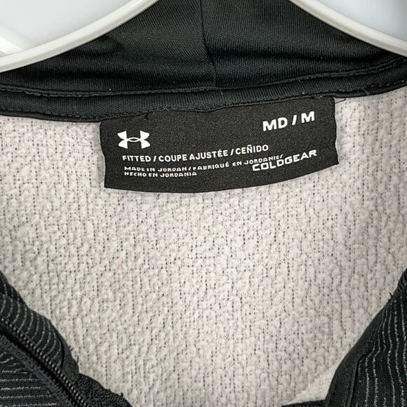 Under Armour Hoodie Mens Medium Fitted Coldgear Performance Tech Hooded Pullover - Picture 6 of 9